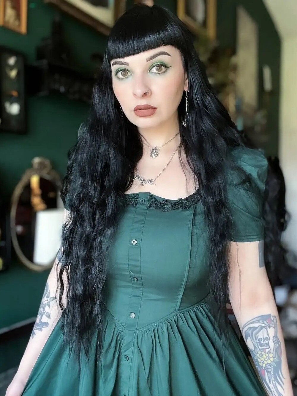 The "Emeraude" Dress In Emerald/dark Green